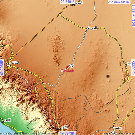 Topographic map of Turabah