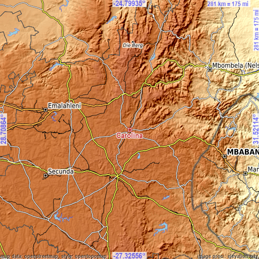 Topographic map of Carolina