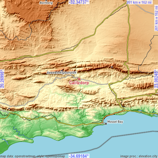 Topographic map of Calitzdorp