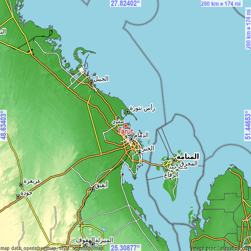 Topographic map of Tārūt