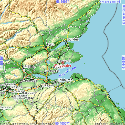 Topographic map of Windygates