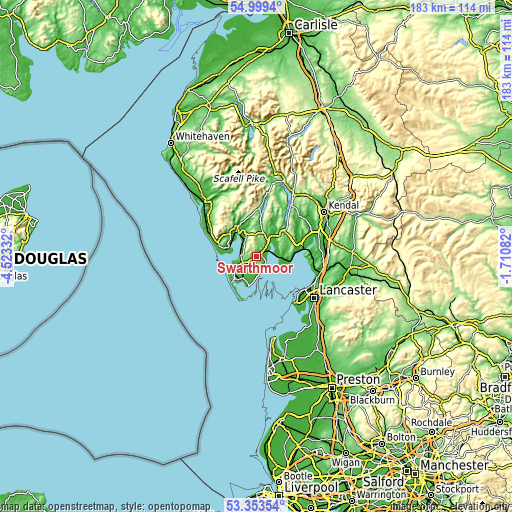 Topographic map of Swarthmoor