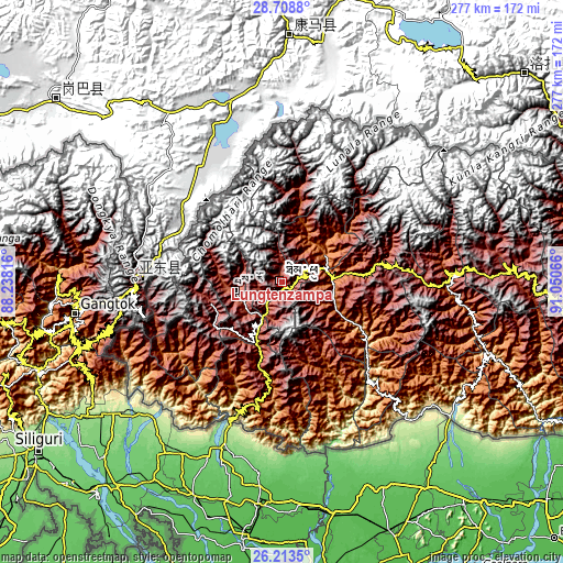 Topographic map of Lungtenzampa