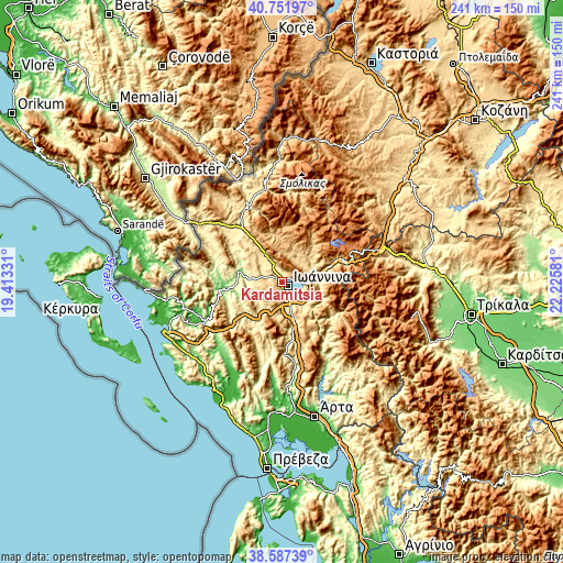 Topographic map of Kardamítsia