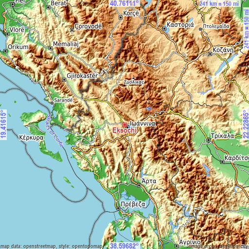 Topographic map of Eksochí