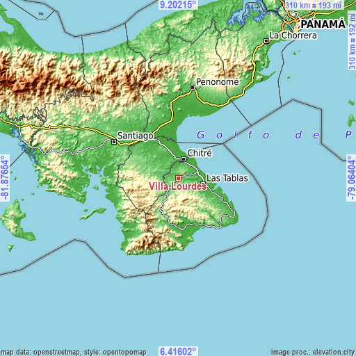 Topographic map of Villa Lourdes