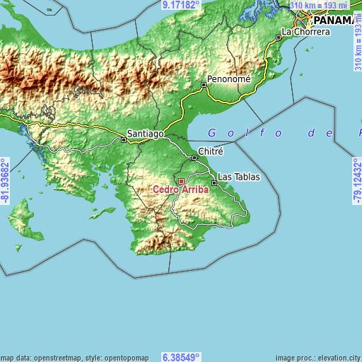 Topographic map of Cedro Arriba