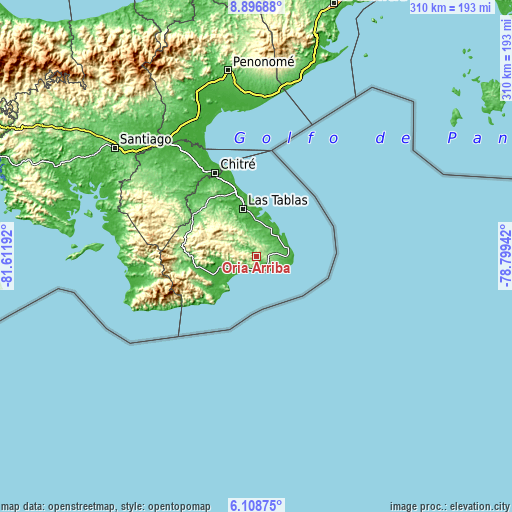 Topographic map of Oria Arriba