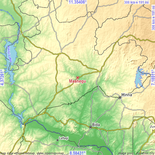 Topographic map of Mashegu