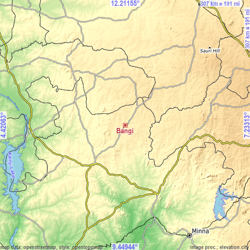 Topographic map of Bangi