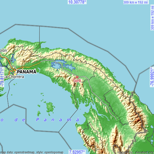 Topographic map of Tortí