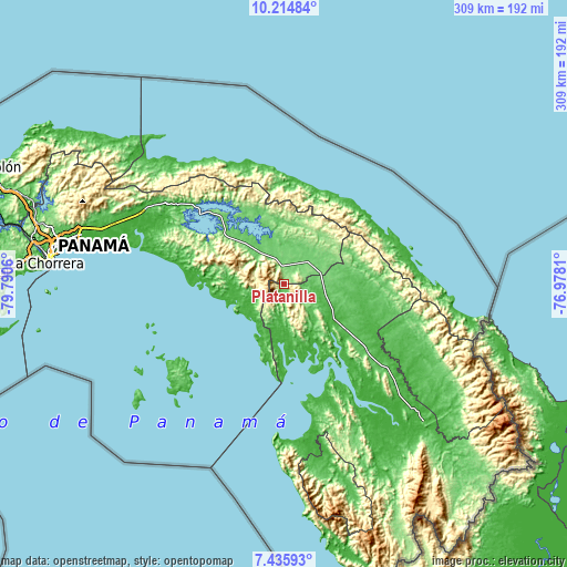 Topographic map of Platanilla