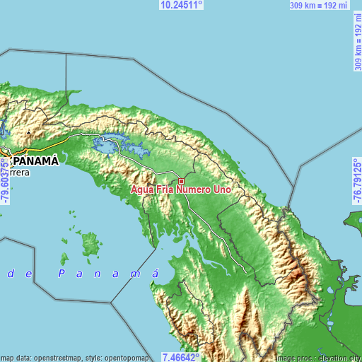 Topographic map of Agua Fría Número Uno