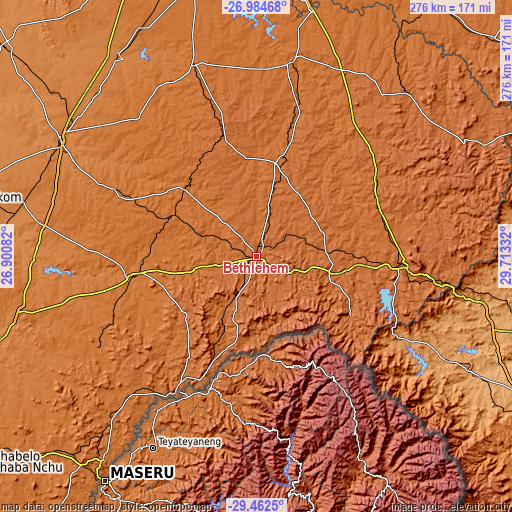 Topographic map of Bethlehem