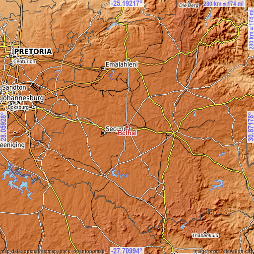 Topographic map of Bethal