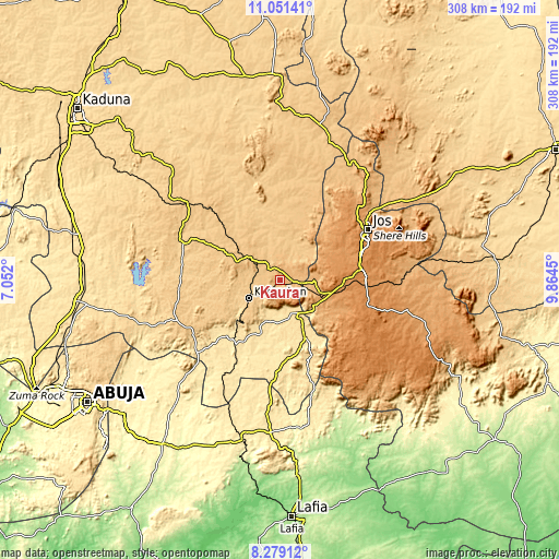 Topographic map of Kaura