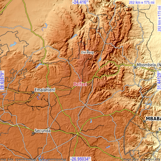 Topographic map of Belfast