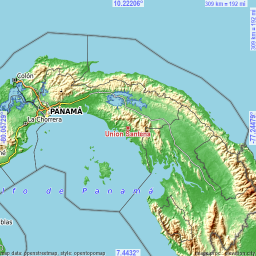 Topographic map of Unión Santeña
