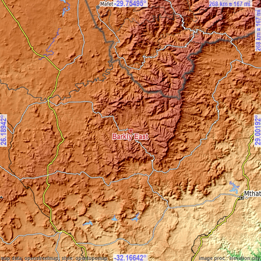 Topographic map of Barkly East