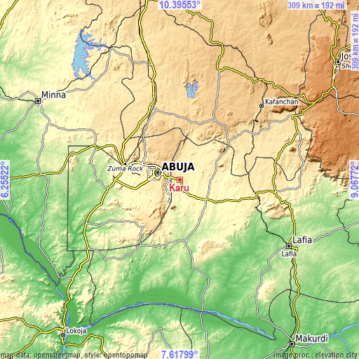 Topographic map of Karu