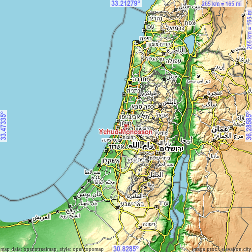 Topographic map of Yehud-Monosson