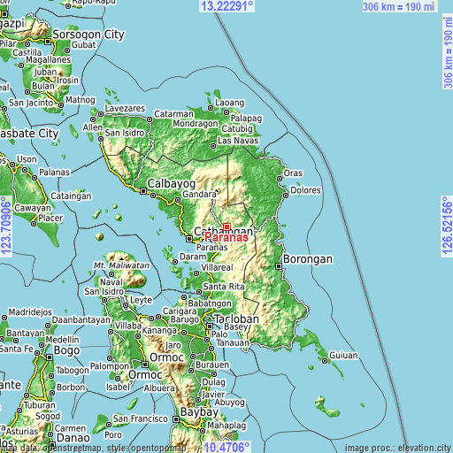 Topographic map of Paranas