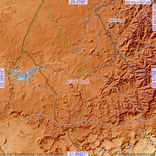 Topographic map of Aliwal North
