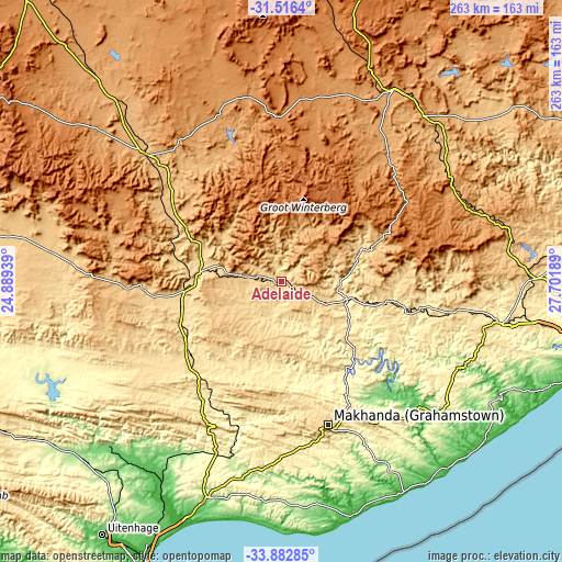 Topographic map of Adelaide