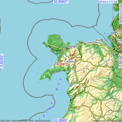 Topographic map of Talysarn