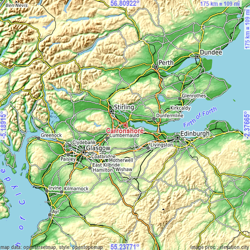 Topographic map of Carronshore