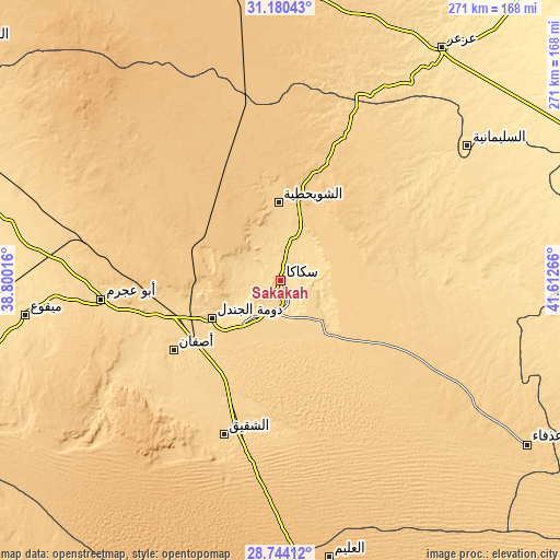 Topographic map of Sakakah