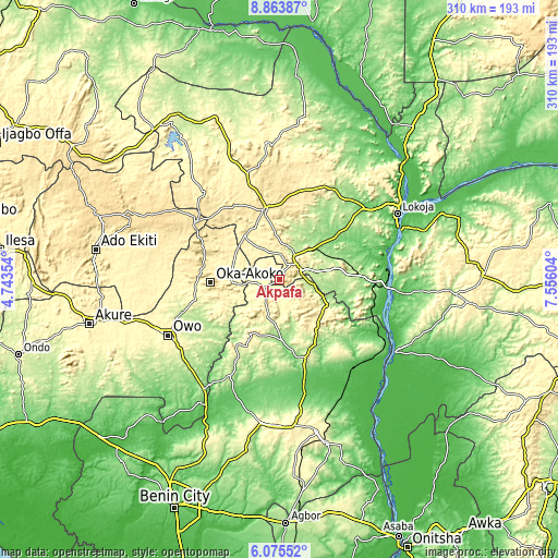 Topographic map of Akpafa
