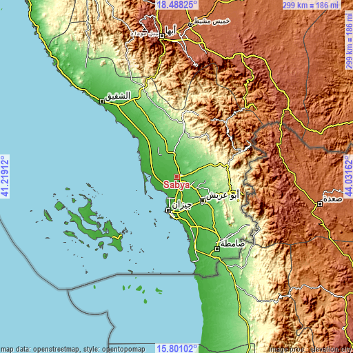 Topographic map of Şabyā