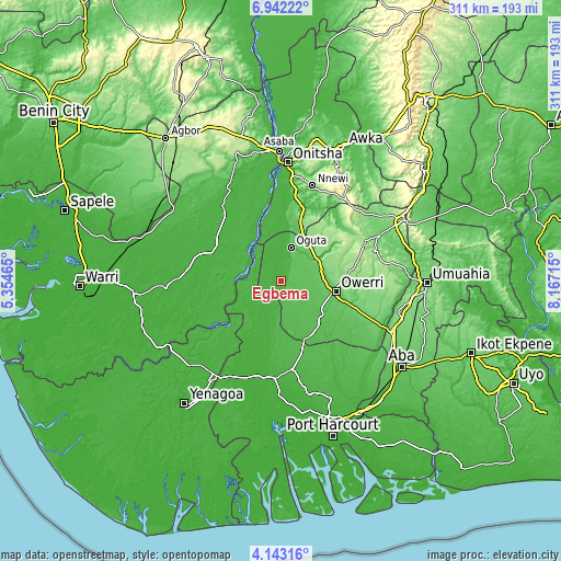 Topographic map of Egbema