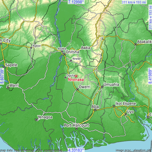 Topographic map of Nnenasa