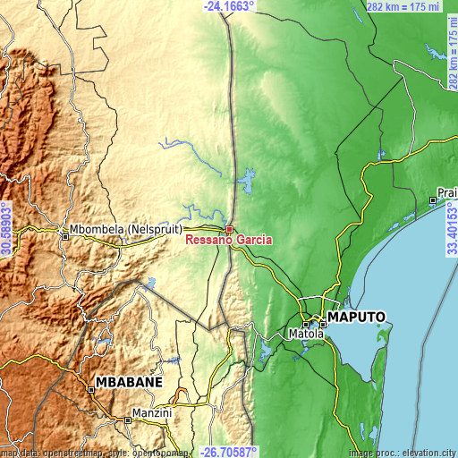 Topographic map of Ressano Garcia