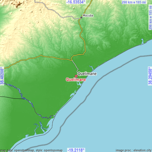 Topographic map of Quelimane