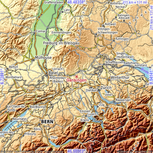 Topographic map of Gansingen