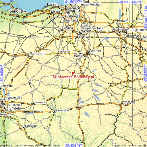 Topographic map of Sugarcreek Police Dept