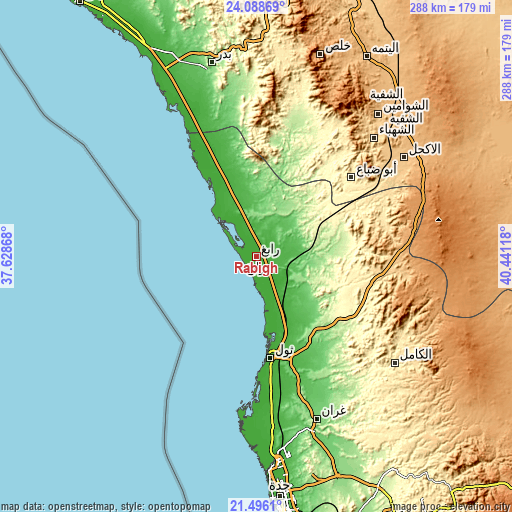 Topographic map of Rābigh