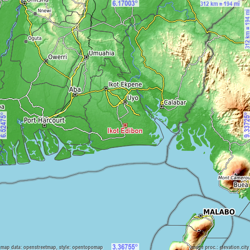 Topographic map of Ikot Edibon