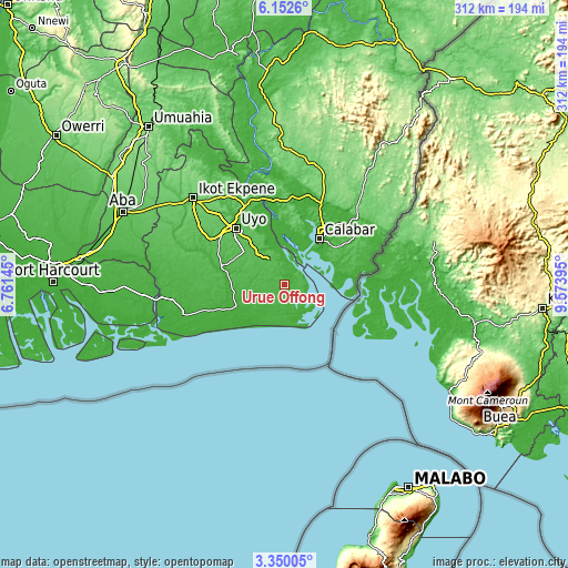 Topographic map of Urue Offong