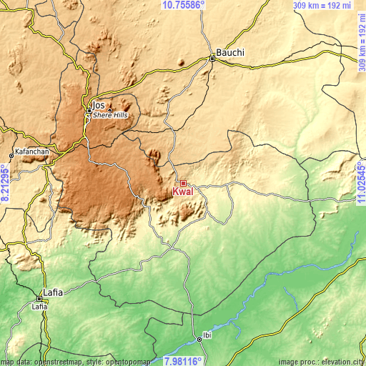 Topographic map of Kwal