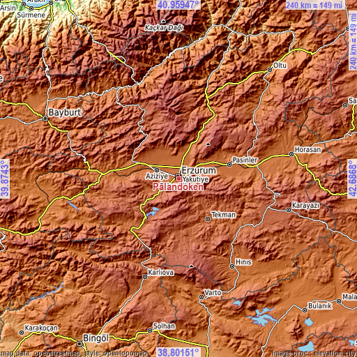 Topographic map of Palandöken