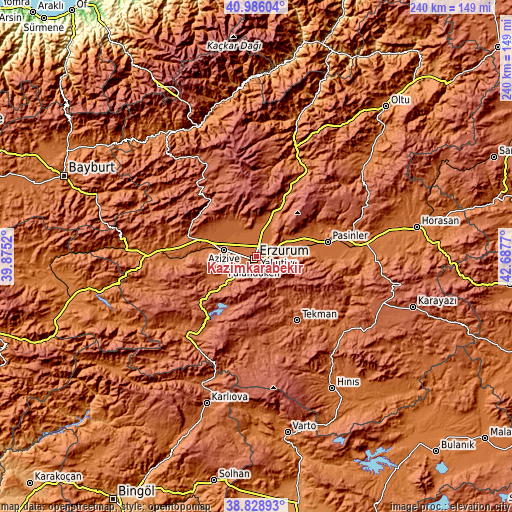 Topographic map of Kazımkarabekir