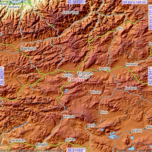 Topographic map of Yakutiye