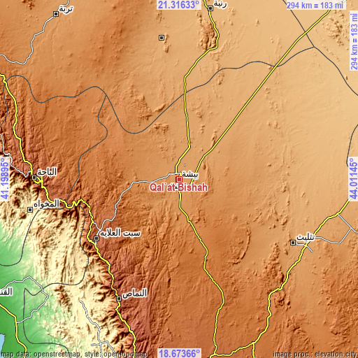 Topographic map of Qal‘at Bīshah