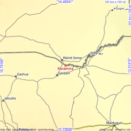 Topographic map of Kanamma