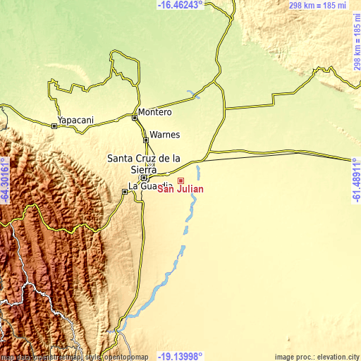 Topographic map of San Julian