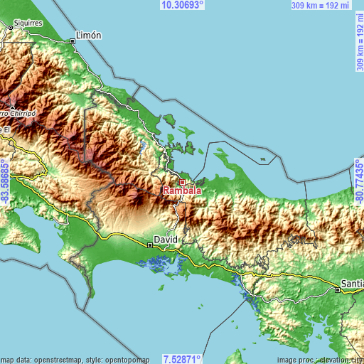 Topographic map of Rámbala